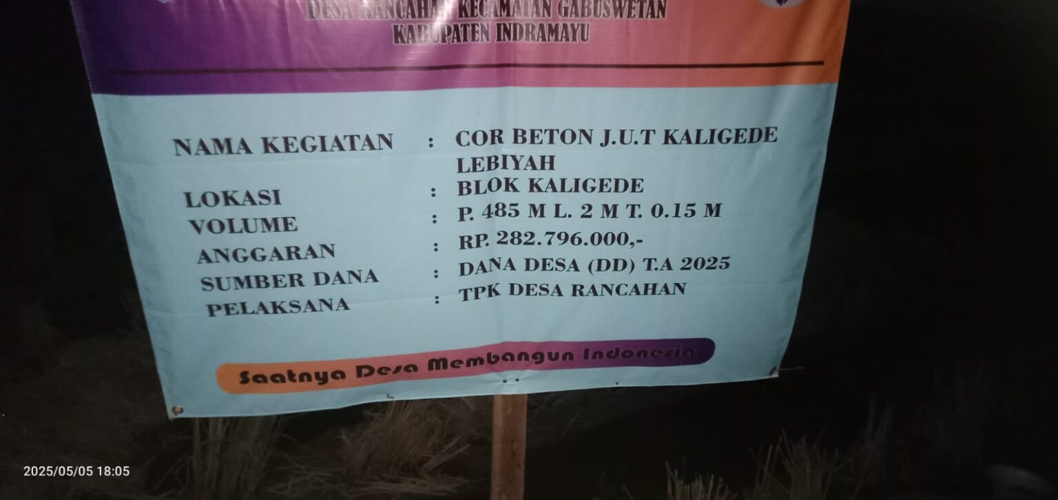 Desa Rancahan Kecamatan Gabuswetan, Gelar Jalan Usaha Tani Melalui Dana Desa T.A. 2025